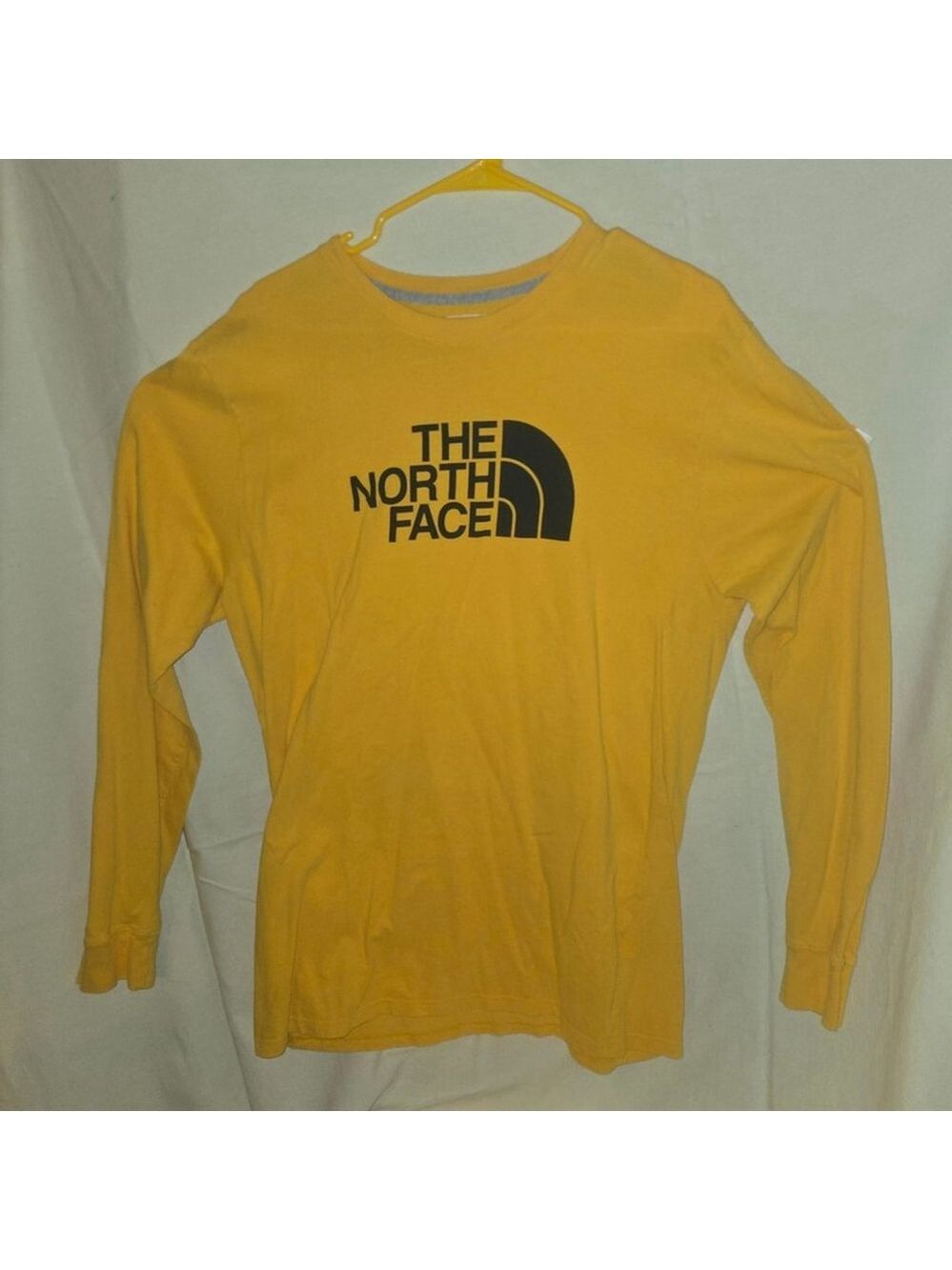 The North Face Half Dome Logo Men's Size L Yellow Long Sleeve 100% Cotton Shirt